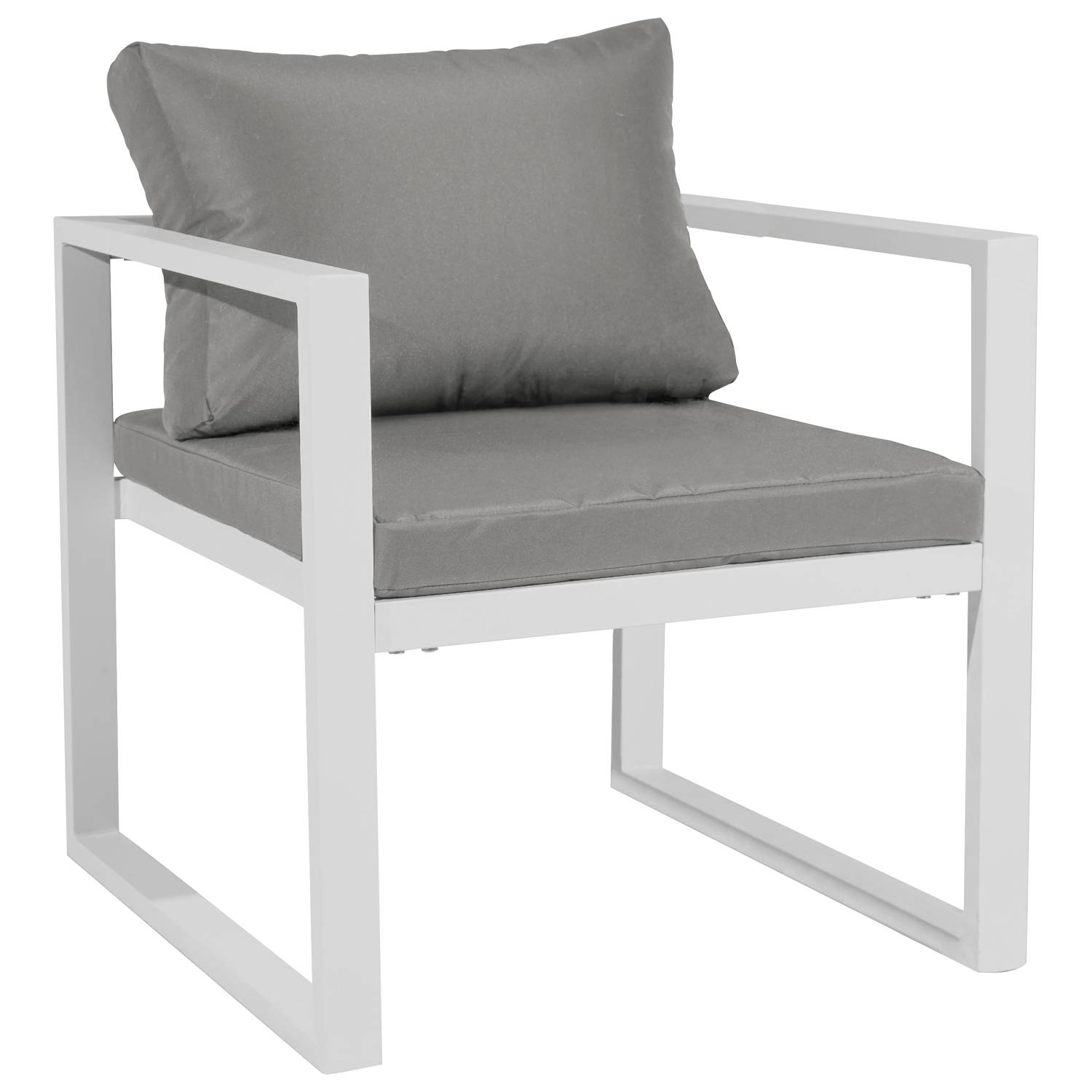 Salon de jardin IBIZA en tissu gris 4 places - aluminium blanc - HAPPY GARDEN - Image 4