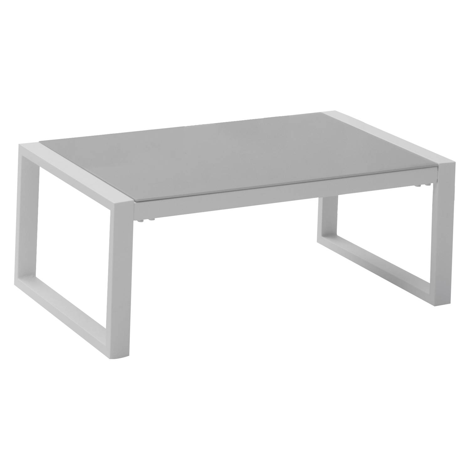 Salon de jardin IBIZA en tissu gris 4 places - aluminium blanc - HAPPY GARDEN - Image 5
