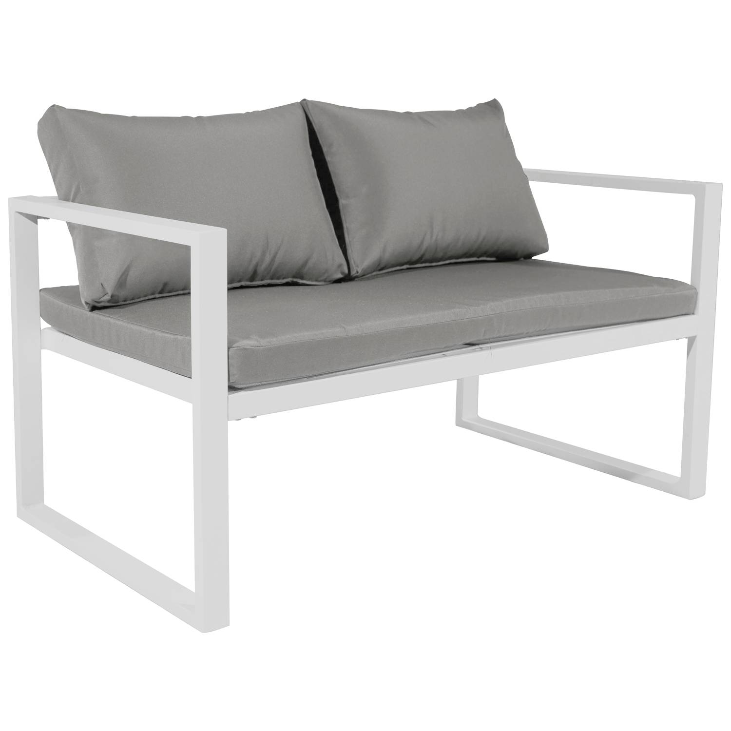 Salon de jardin IBIZA en tissu gris 4 places - aluminium blanc - HAPPY GARDEN - Image 3