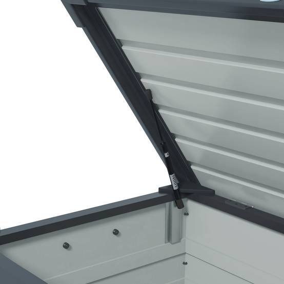 ComfortXL - Coffre de rangement 295L en acier galvanisé pour jardin avec vérin et roulettes Gris - ComfortXL Outdoor Living - Image 10