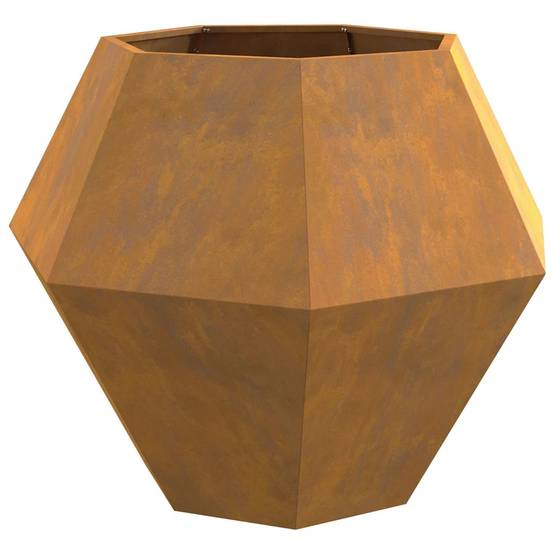 Jardinière rectangulaire design rustique pratique 100 x 100 x 80 cm en acier rouillé - Image 1