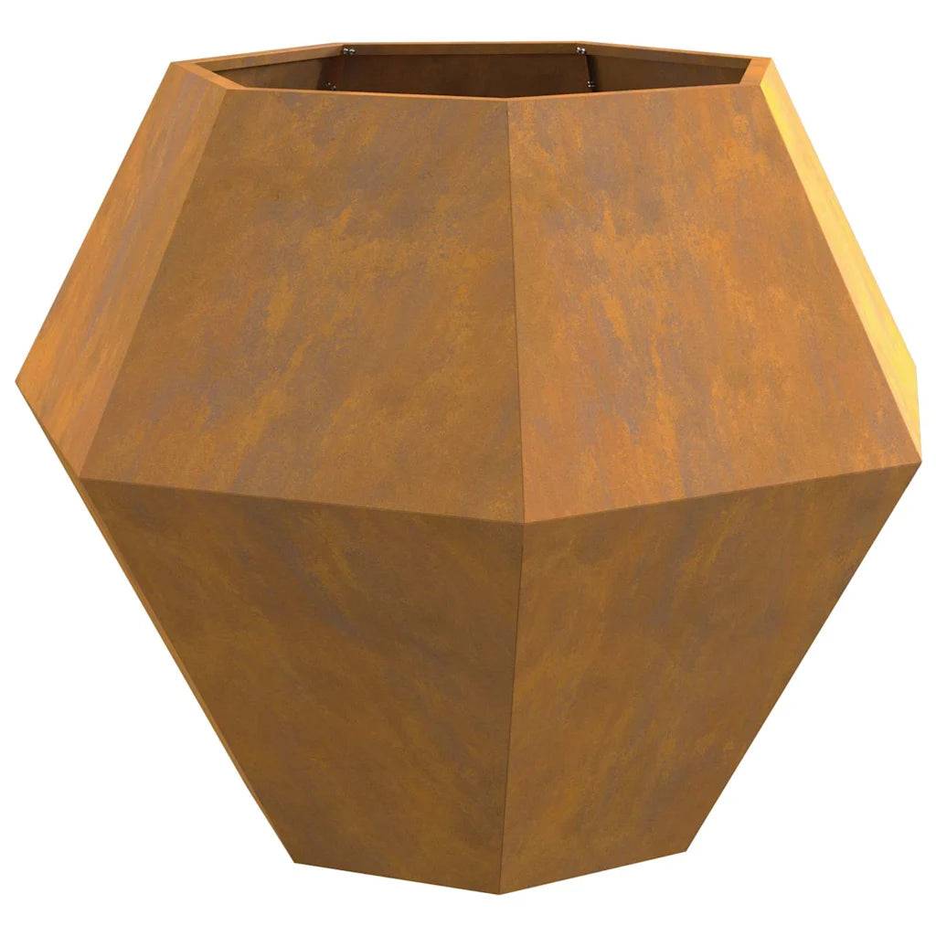 Jardinière rectangulaire design rustique pratique 100 x 100 x 80 cm en acier rouillé - Image 1
