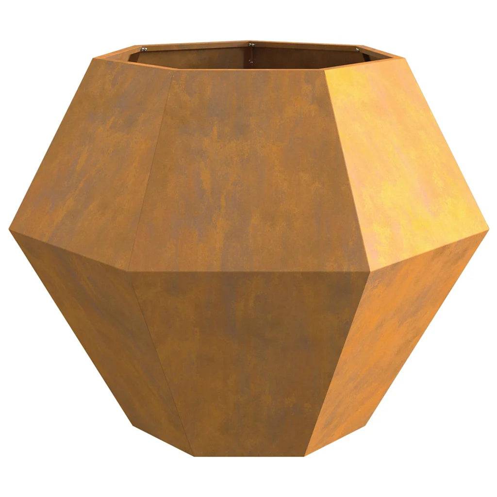 Jardinière rectangulaire design rustique pratique 100 x 100 x 80 cm en acier rouillé - Image 3