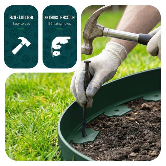 Vounot - Bordure de jardin flexible plastique 20m avec 60 piquets vert - hauteur 5cm - epaisseur 4mm - Image 5
