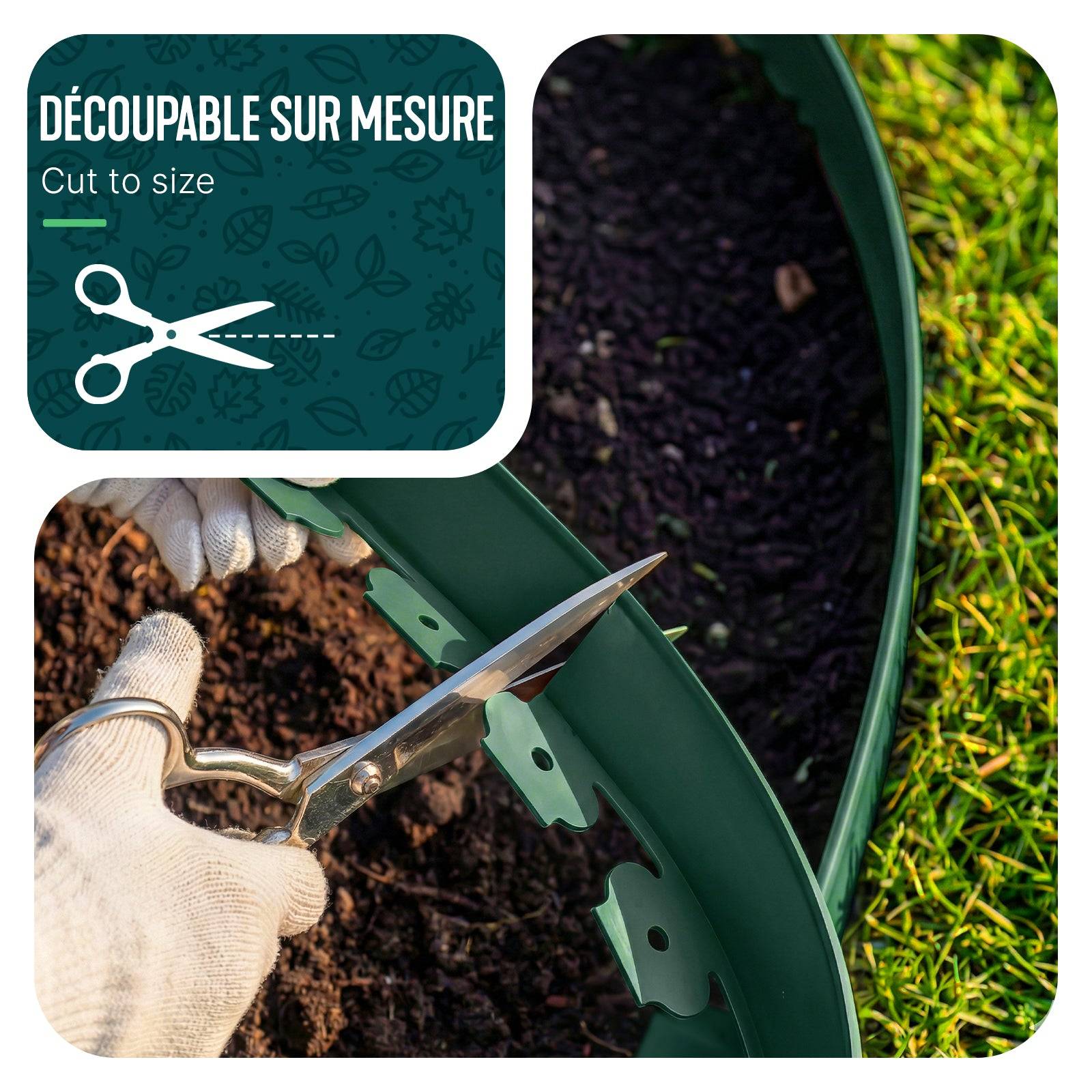Vounot - Bordure de jardin flexible plastique 20m avec 60 piquets vert - hauteur 5cm - epaisseur 4mm - Image 6