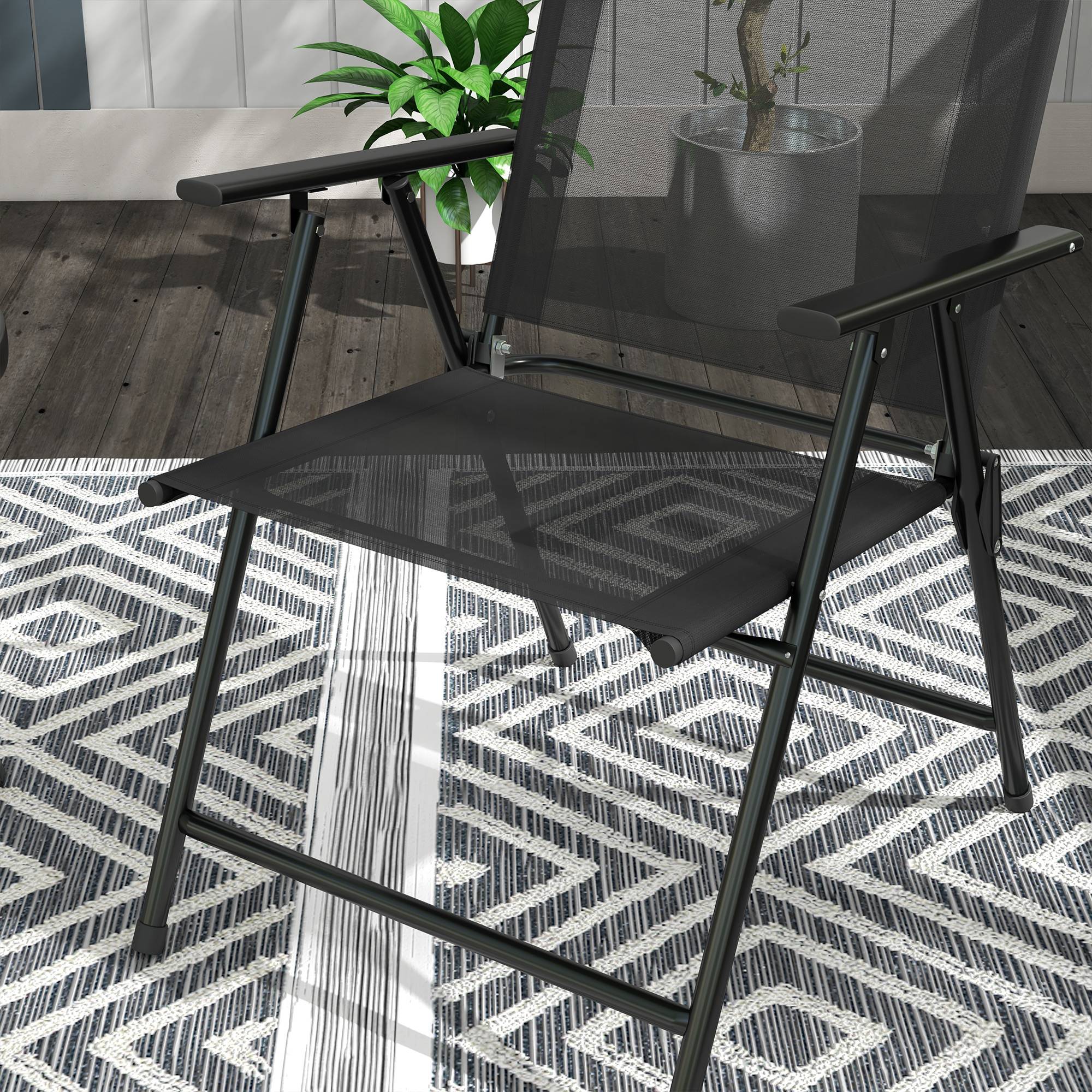Ensemble jardin 3 pcs, 2 chaises 53,5x64x93 cm et table basse Ø45x50 cm métal noir - Image 10