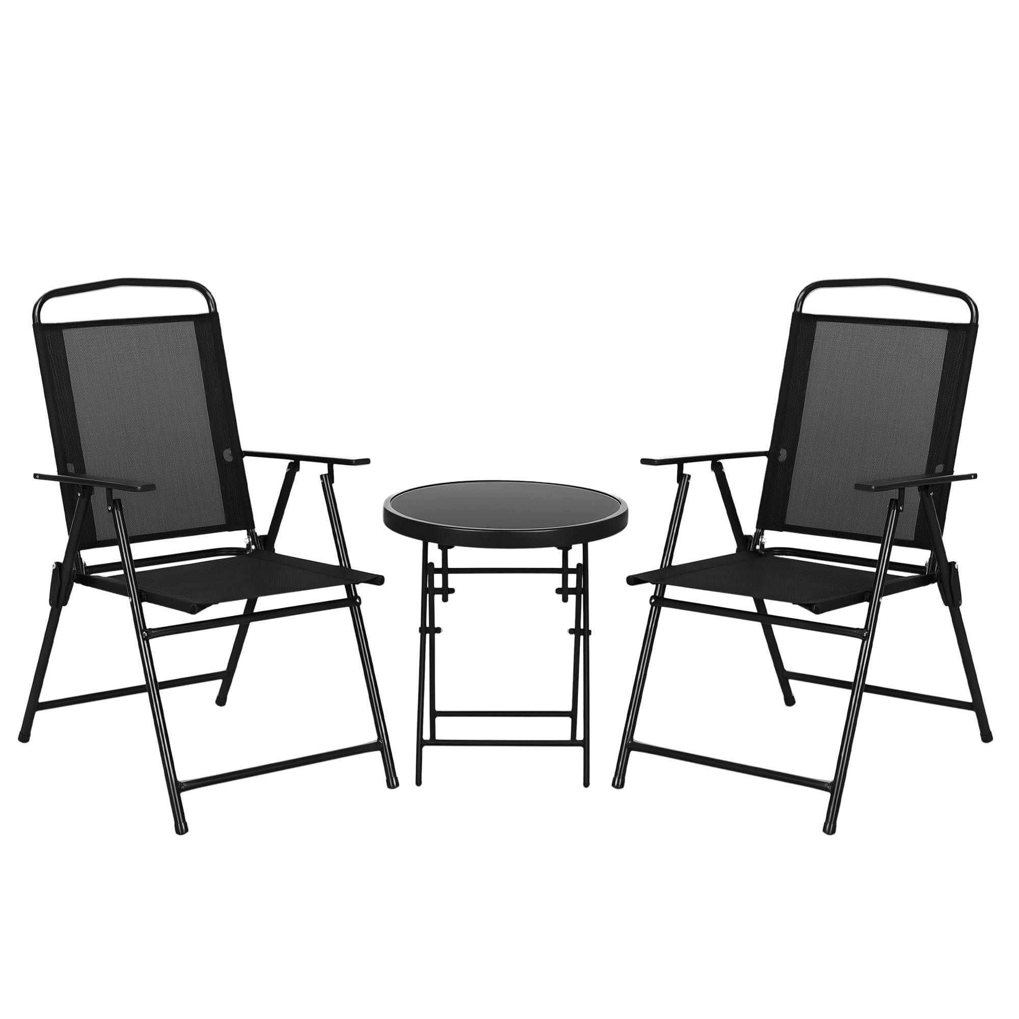 Ensemble jardin 3 pcs, 2 chaises 53,5x64x93 cm et table basse Ø45x50 cm métal noir - Image 1