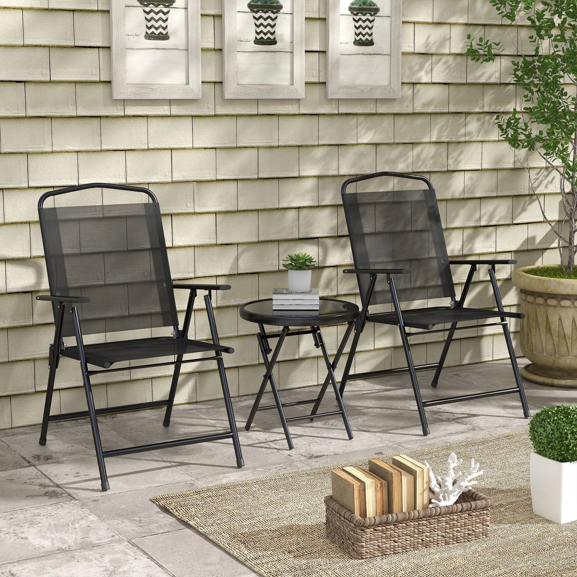 Ensemble jardin 3 pcs, 2 chaises 53,5x64x93 cm et table basse Ø45x50 cm métal noir - Image 3