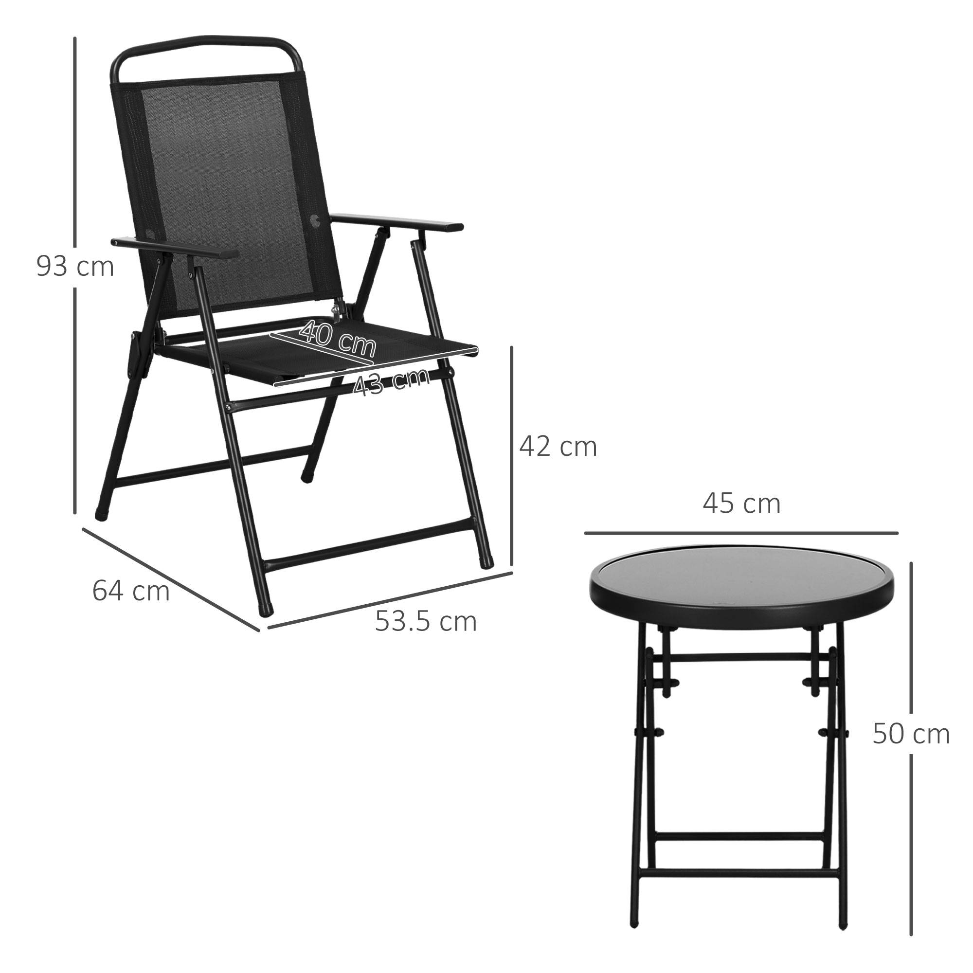 Ensemble jardin 3 pcs, 2 chaises 53,5x64x93 cm et table basse Ø45x50 cm métal noir - Image 5