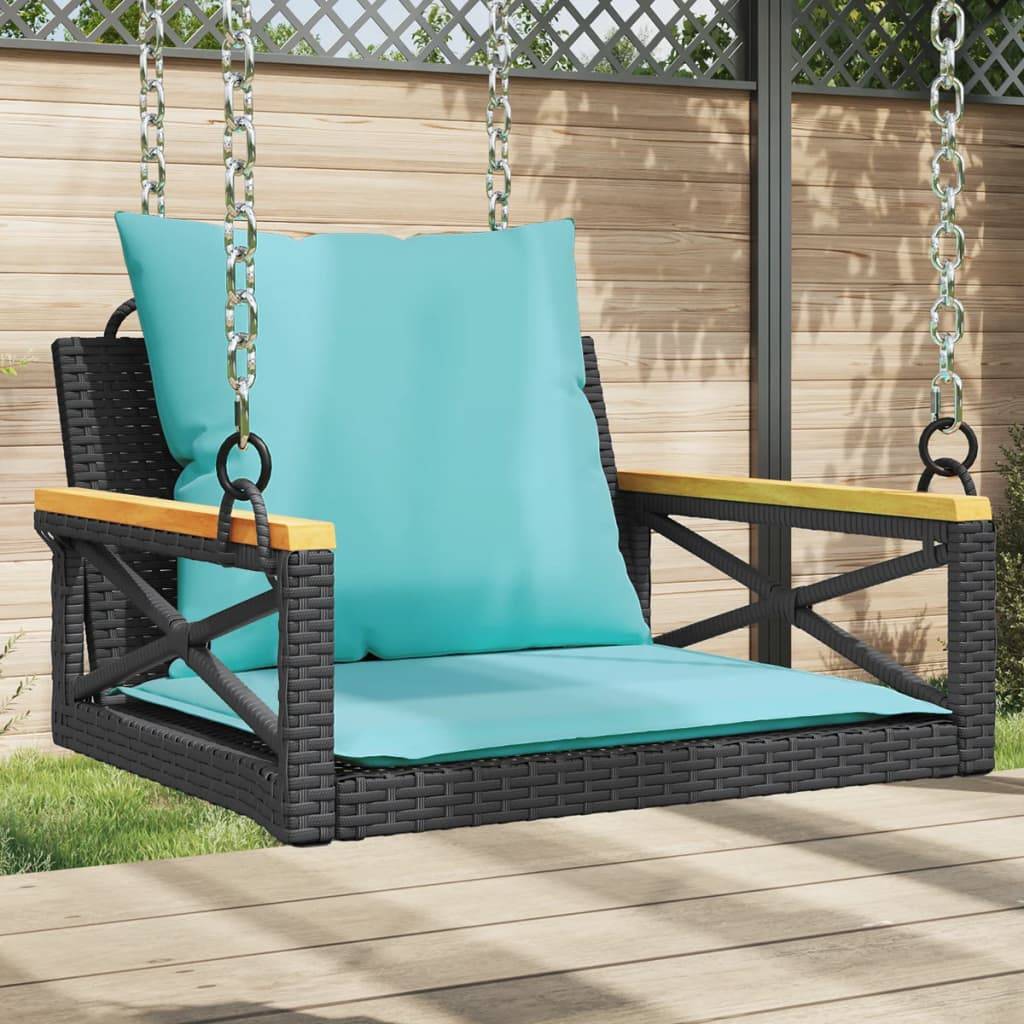 Vidaxl - Balancelle avec coussins noir 63x62x40 cm résine tressée vidaXL 368178 - Image 1
