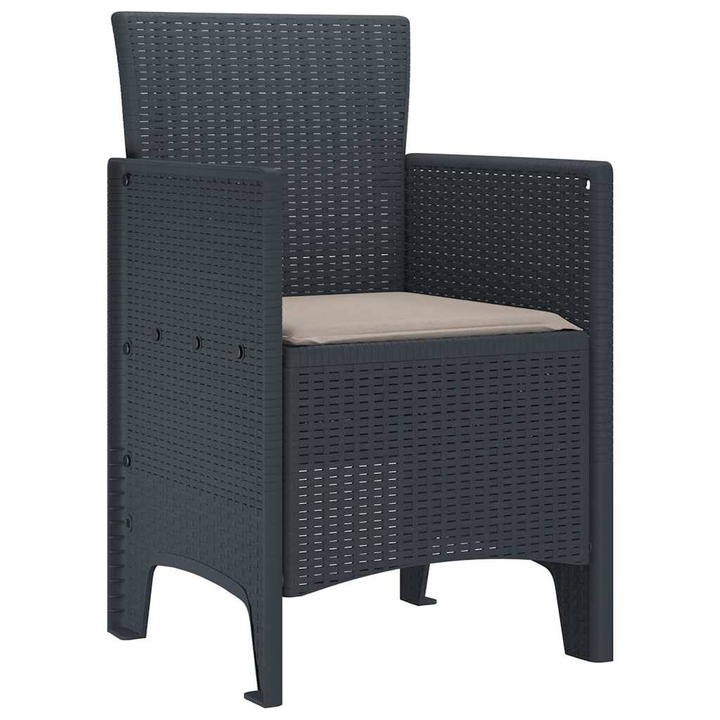 Maison Chic - Lot De 2 Chaises De Jardin - Fauteuils De Jardin Anthracite 53 x 49 x 85 cm PP - Image 4
