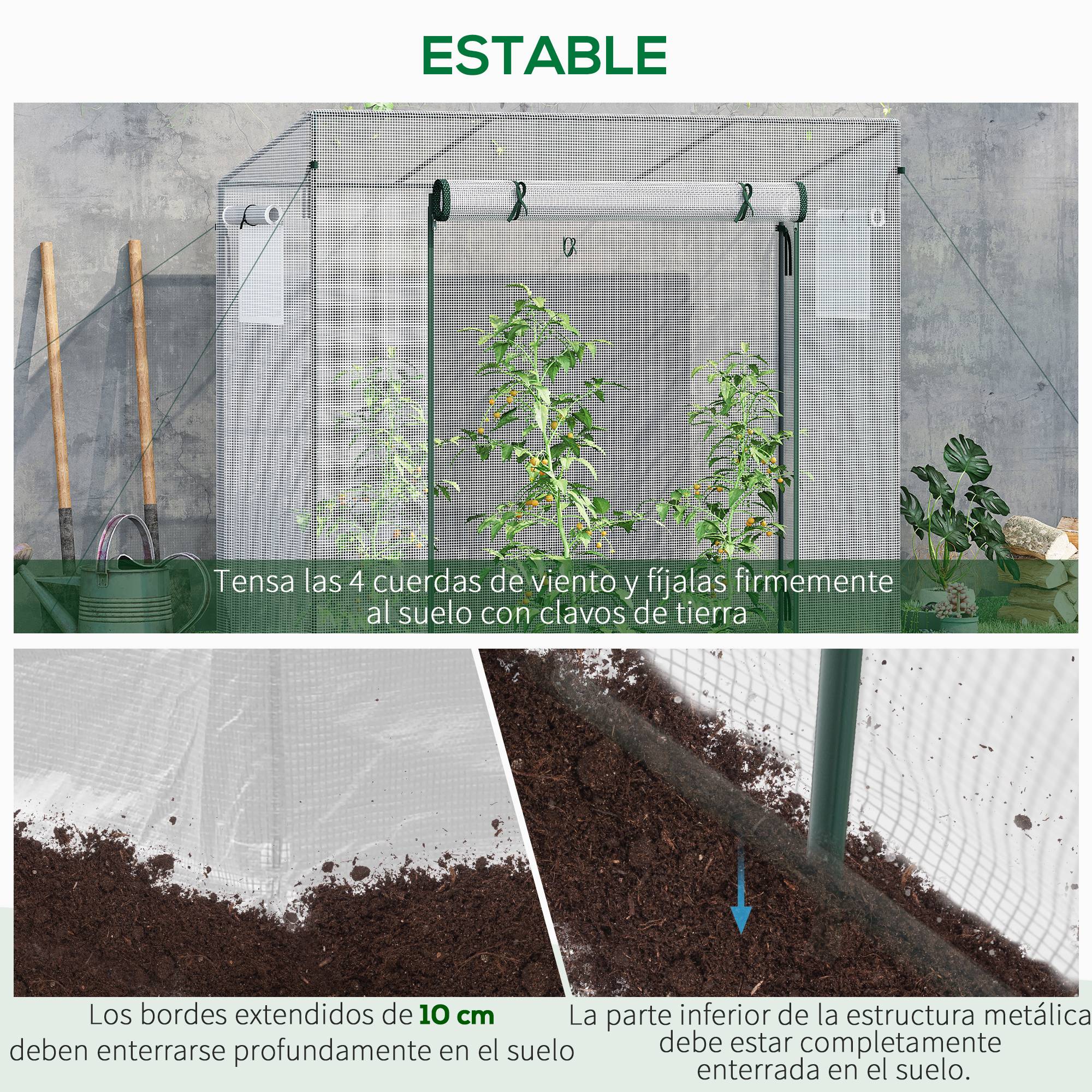 Serre de Jardin Acier pour Tomates et Fleurs avec Porte Enroulable 200x76x168 cm Blanc - ComfortXL Outdoor Living - Image 8