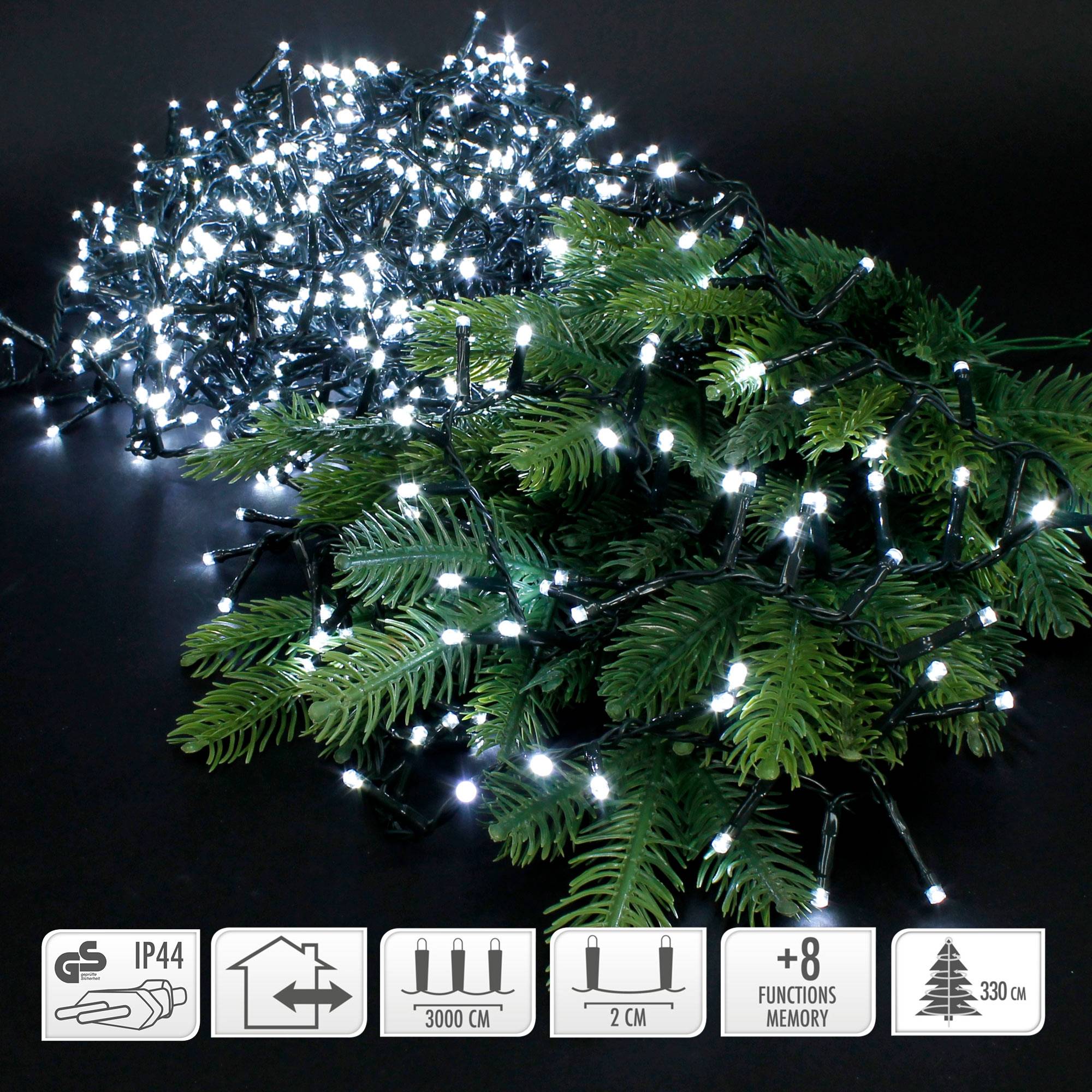 Ecd-Germany - Guirlande lumineuse pour arbre Noël 1500 LED blanc froid 30m intérieur/extérieur - Image 2