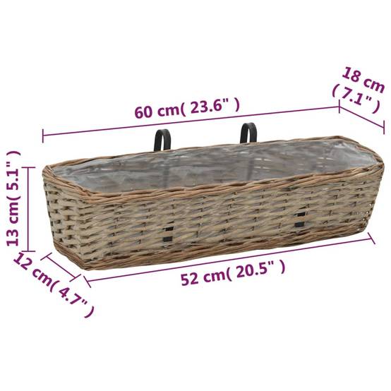 Prolenta Premium - Jardinière osier marron 60 x 18 x13 cm - Prolenta premium p325.8 - Image 6