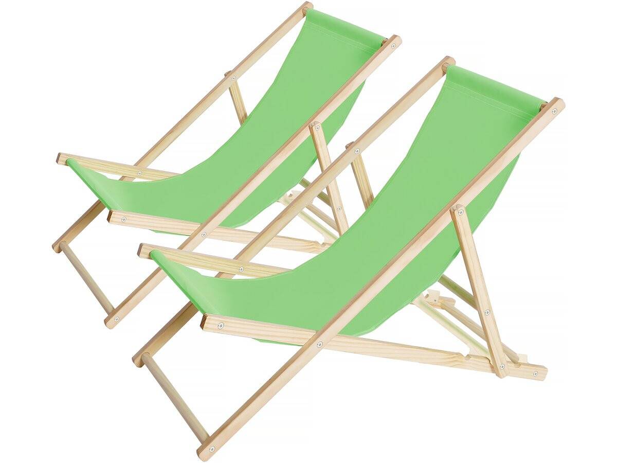 Habitat Et Jardin - Lot De 2 Transats En Bois "chilienne" - 107 X 56.5 X 81 Cm - Vert -habitat Et Jardin - Image 1
