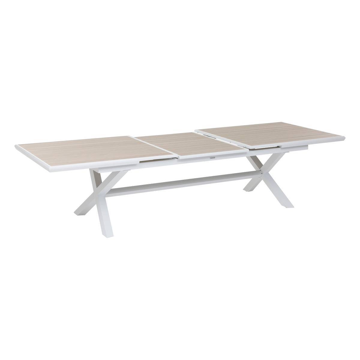 Hesperide - Table de jardin extensible "Axiome" en aluminium lin & blanc traité époxy 12 places - Hespéride - Image 3