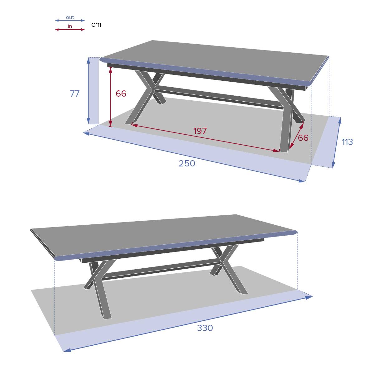 Hesperide - Table de jardin extensible "Axiome" en aluminium lin & argile traité époxy 12 places Hespéride - Image 6