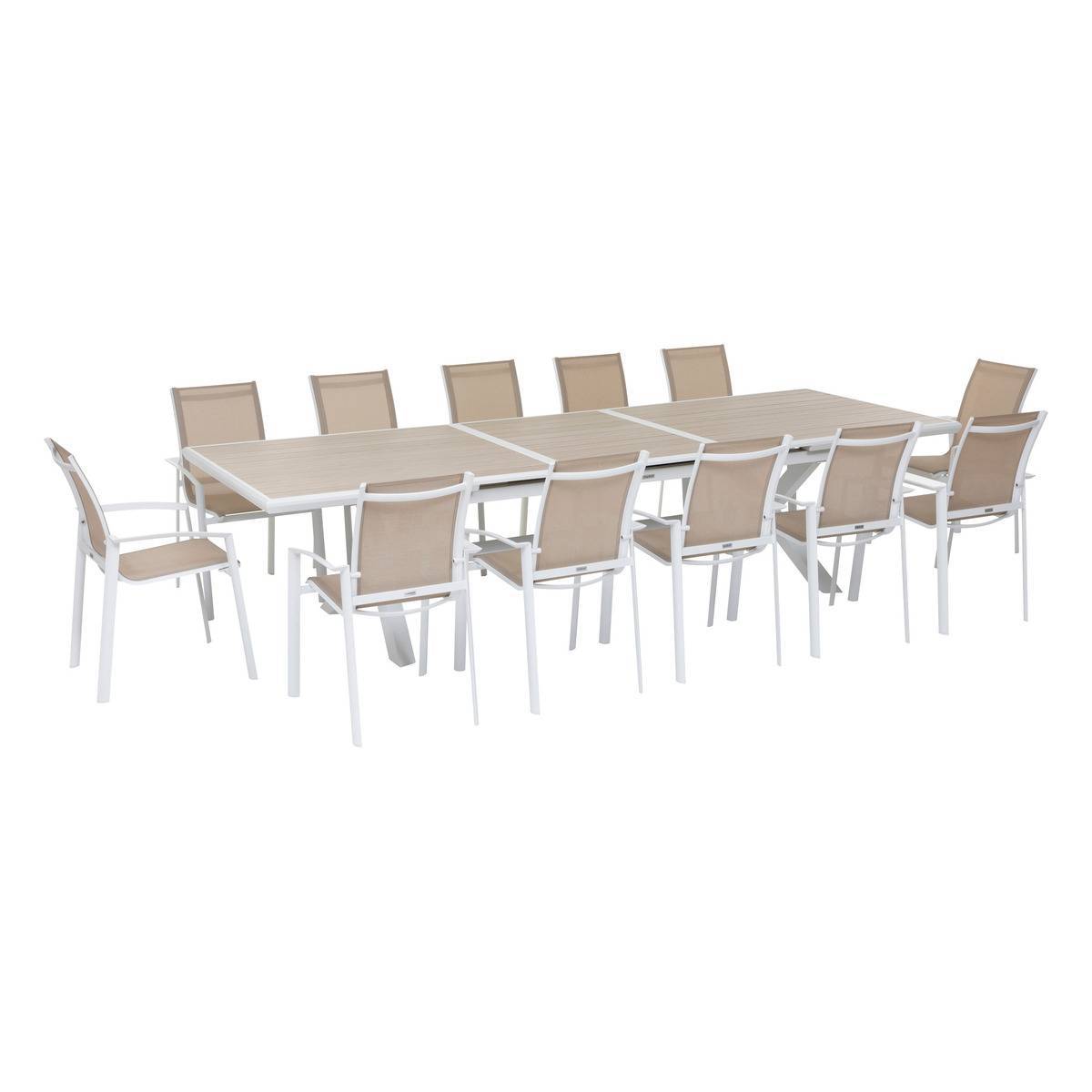 Hesperide - Table de jardin extensible "Axiome" en aluminium lin & argile traité époxy 12 places Hespéride - Image 4