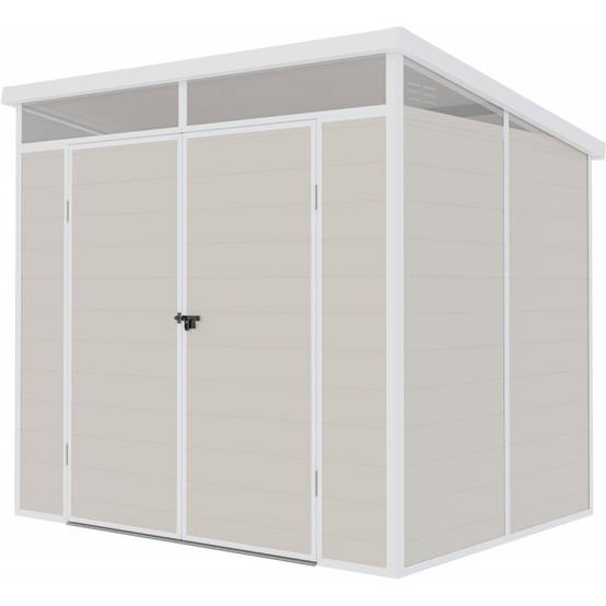 Abri de jardin résine 4,10m² beige toit monopente avec plancher Jôbu - Image 7