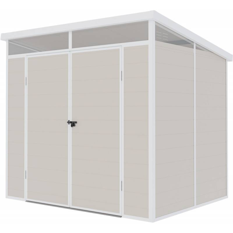 Abri de jardin résine 4,10m² beige toit monopente avec plancher Jôbu - Image 7