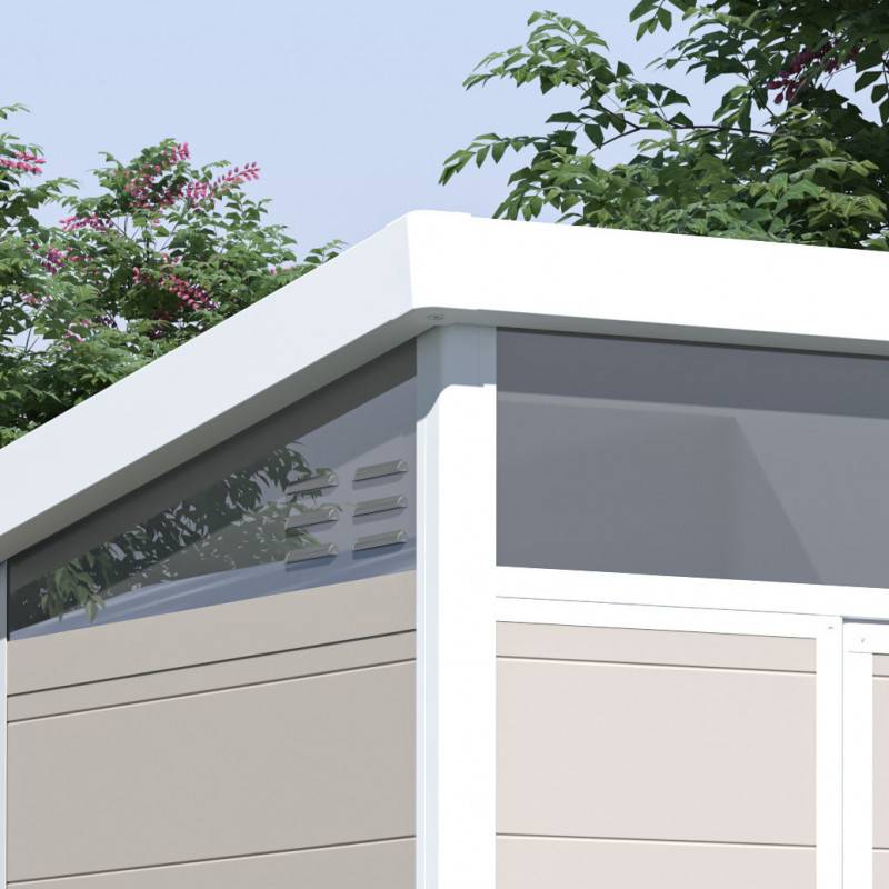 Abri de jardin résine 4,10m² beige toit monopente avec plancher Jôbu - Image 4