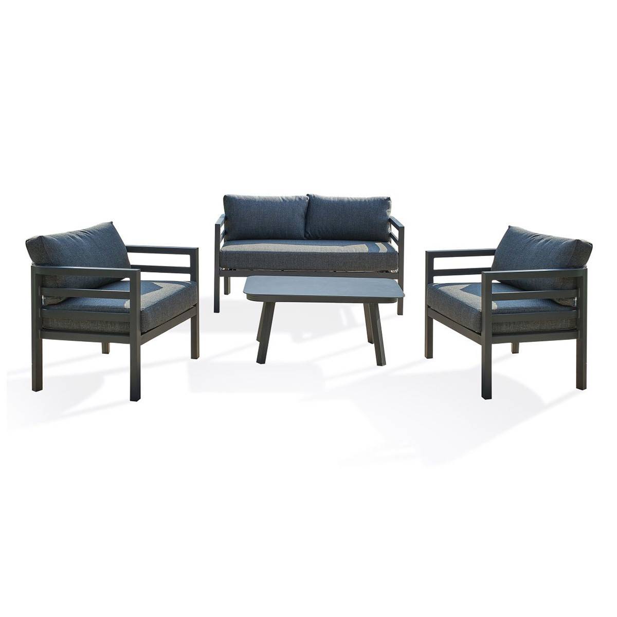 Dcb Garden - Salon de Jardin 4 Places "Lisbonne" 132cm Gris Anthracite - Image 1