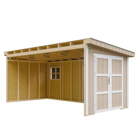 Timbela - Abri de Jardin Qualité Premium 11,47 m² / H231x248x530 cm sans plancher e paroi latérale - Timbela M940B-TERRA BROWN - Image 1