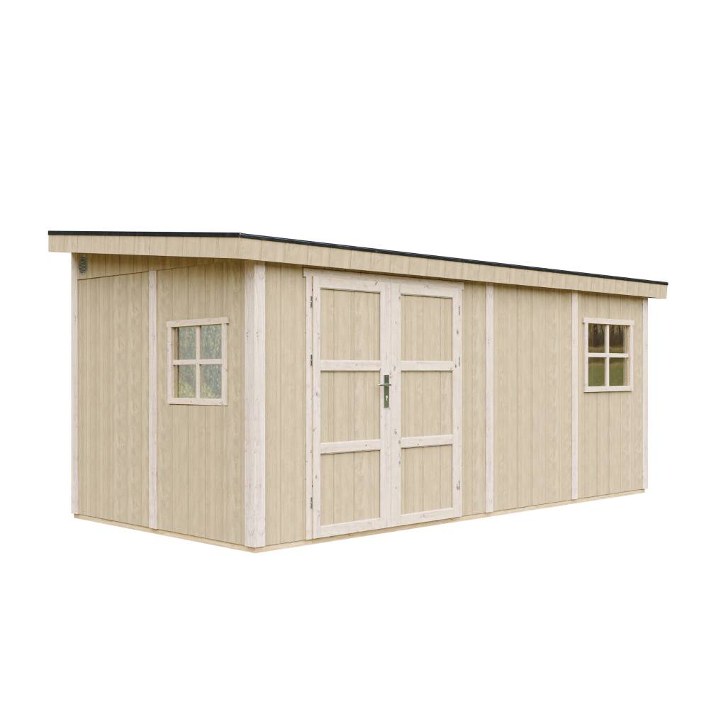 Timbela - Abri de Jardin Qualité Premium 11,47 m² / H231x248x530 cm sans plancher e paroi latérale - Timbela M940B-TERRA BROWN - Image 3