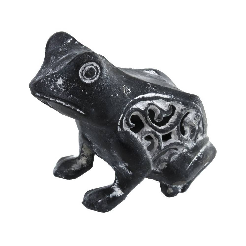 Grenouille en fonte noire 13 x 11 cm Chemin de campagne - Image 1