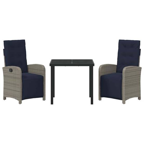 Ensemble de salle à manger pour jardin 3 pcs | Mobilier d'extérieur Gris polyrotin Maison Chic - Image 7