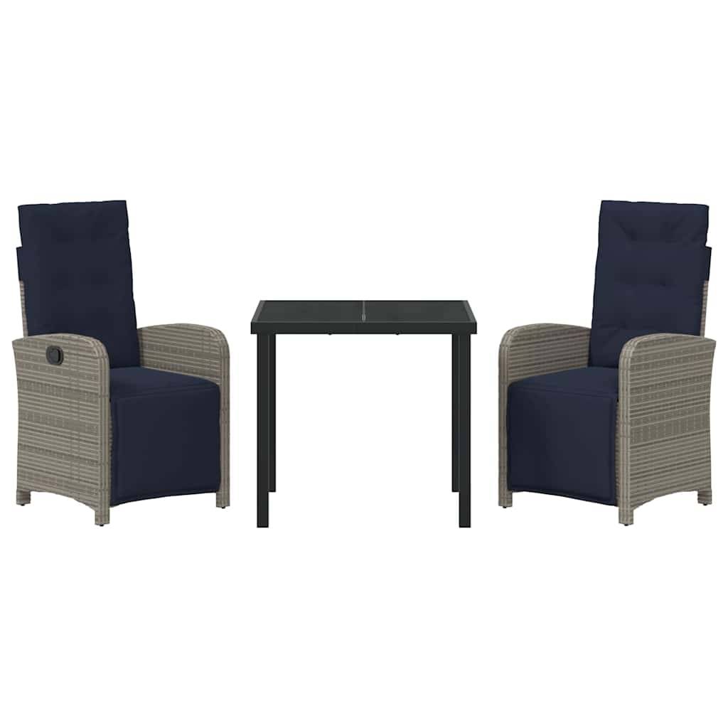 Ensemble de salle à manger pour jardin 3 pcs | Mobilier d'extérieur Gris polyrotin Maison Chic - Image 7