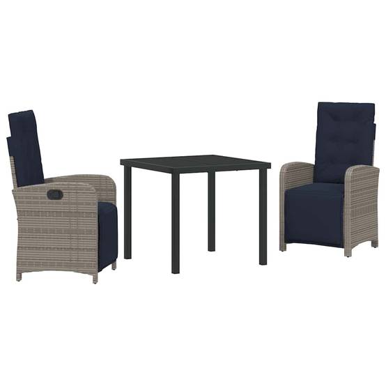 Ensemble de salle à manger pour jardin 3 pcs | Mobilier d'extérieur Gris polyrotin Maison Chic - Image 1