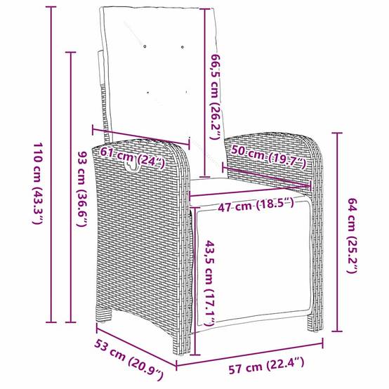 Ensemble de salle à manger pour jardin 3 pcs | Mobilier d'extérieur Gris polyrotin Maison Chic - Image 8