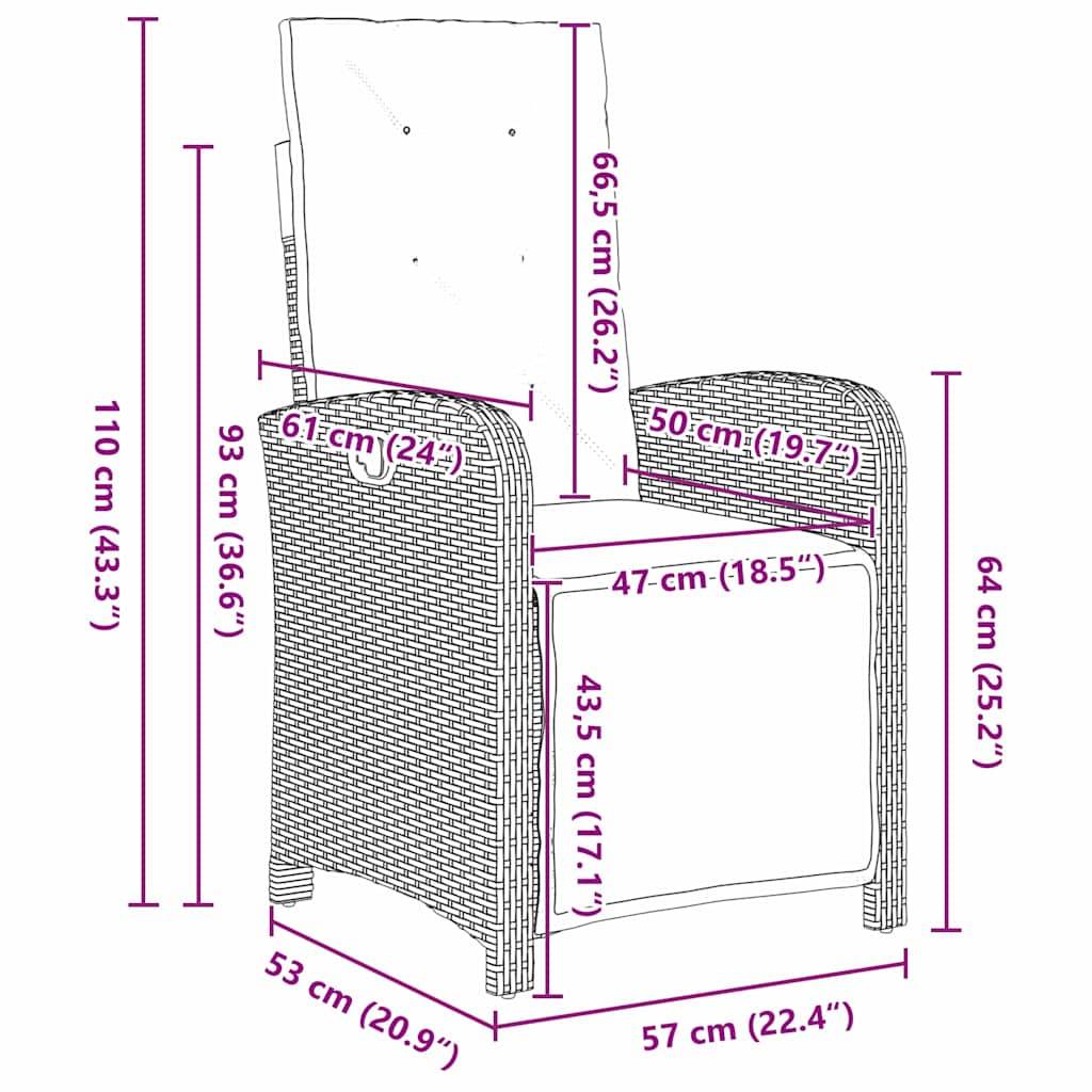 Ensemble de salle à manger pour jardin 3 pcs | Mobilier d'extérieur Gris polyrotin Maison Chic - Image 8