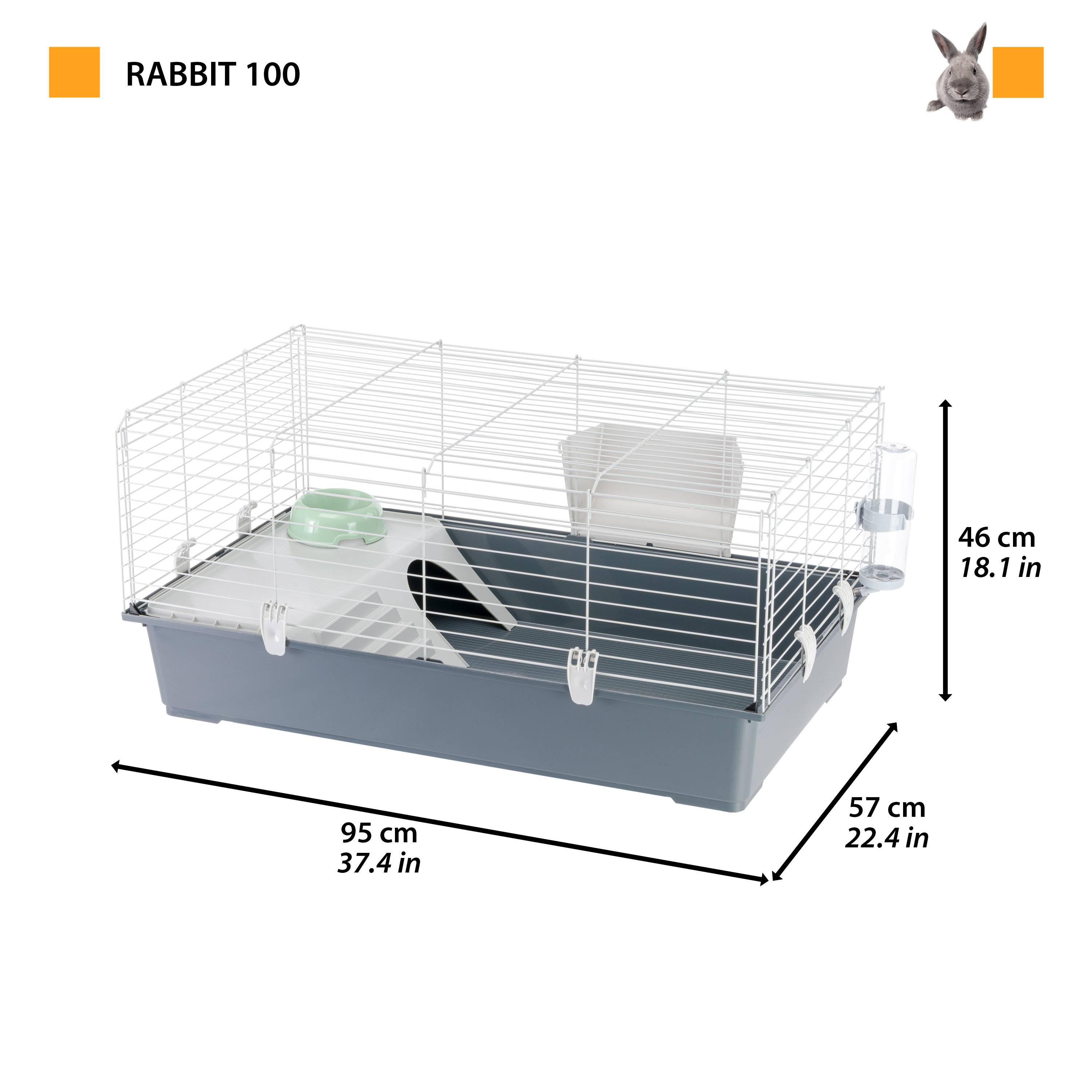 Ferplast - FERPLAST Cage Rongeur LAPIN 100 pour Lapins, Cochons d'Inde, Cochons d'Inde, en Métal, Accessoires inclus : Mangeoire, Abreuvoir, Maison, Gamelle. - Image 2