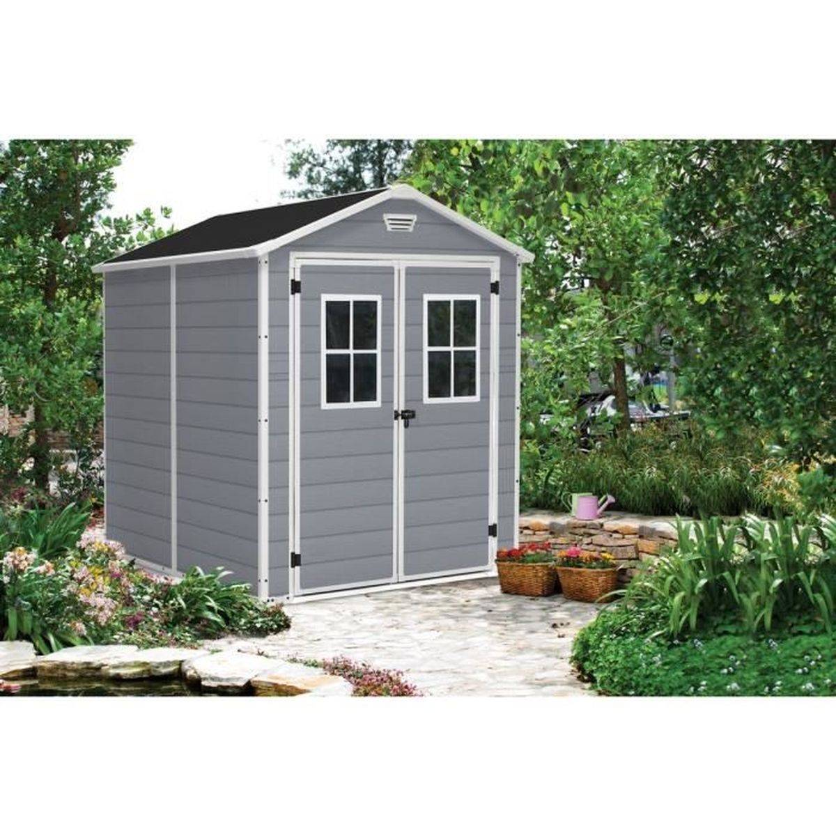Abri Jardin Résine "premium 86 Dd" - 4,40m² - 186 X 237 X 227 Cm- Gris/blanc -habitat Et Jardin - Image 5