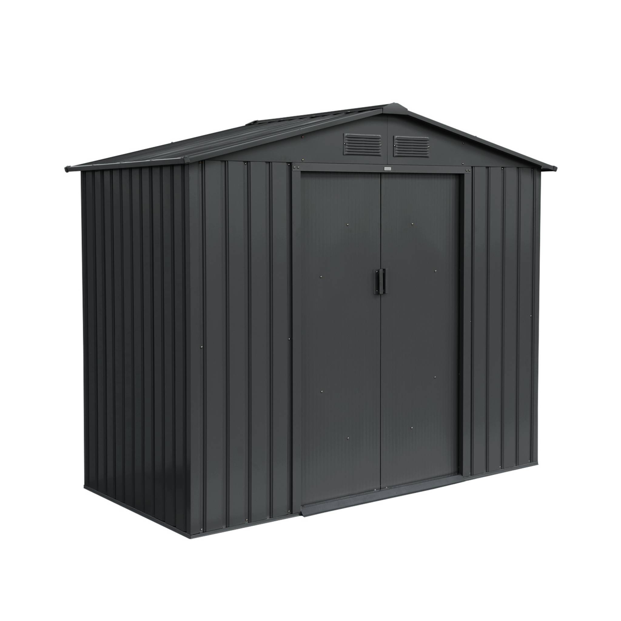 sweeek - Abri de jardin en métal - Houtland. 2.71 m² anthracite - Cabane à outils avec double portes coulissantes. kit de fixation sol inclus. L 213 x | sweeek - Image 2