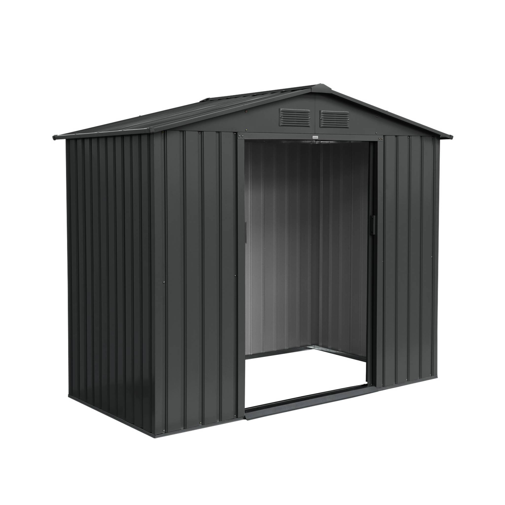 sweeek - Abri de jardin en métal - Houtland. 2.71 m² anthracite - Cabane à outils avec double portes coulissantes. kit de fixation sol inclus. L 213 x | sweeek - Image 7