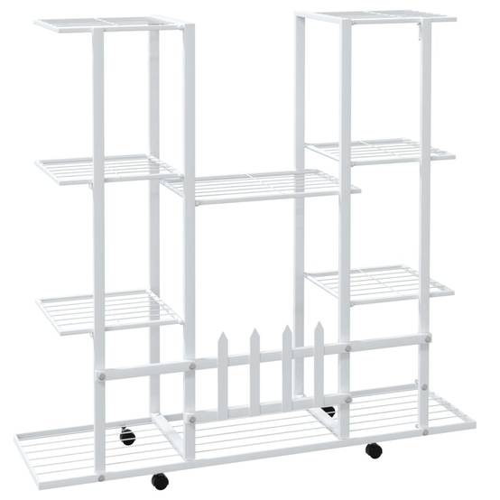 Porte-pots roulant en Fer Grande capacité pour Terrasse et Balcon Blanc 94.5x24.5x91.5 cm – ComfortXL Outdoor Living - Image 5
