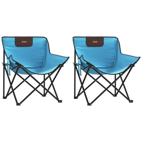 Lot de 2 Chaise de jardin | Chaise de camping avec poche pliable bleu vif - Image 1