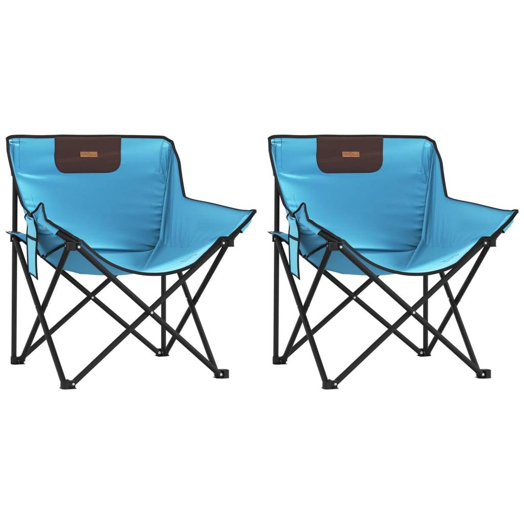 Lot de 2 Chaise de jardin | Chaise de camping avec poche pliable bleu vif - Image 1