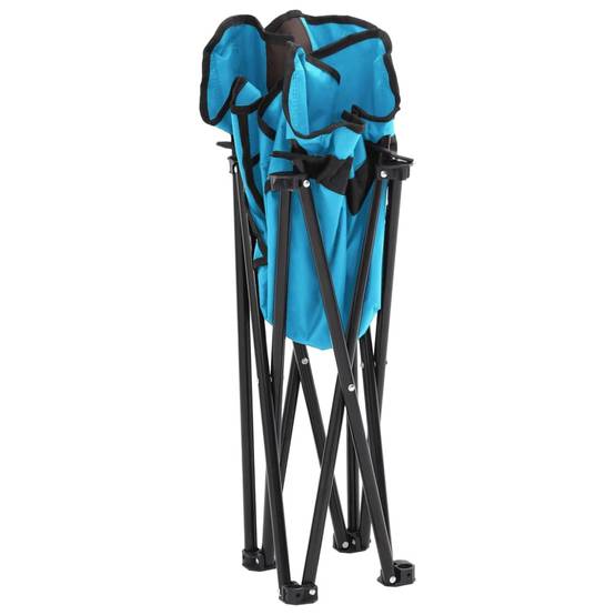 Lot de 2 Chaise de jardin | Chaise de camping avec poche pliable bleu vif - Image 9