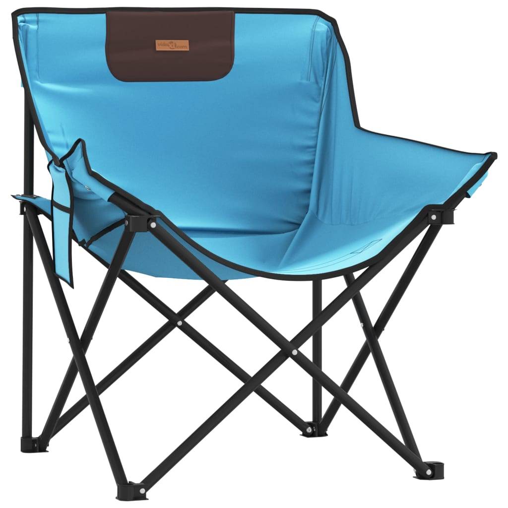 Lot de 2 Chaise de jardin | Chaise de camping avec poche pliable bleu vif - Image 4