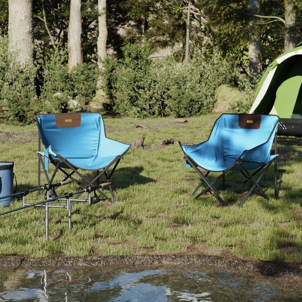 Lot de 2 Chaise de jardin | Chaise de camping avec poche pliable bleu vif - Image 3