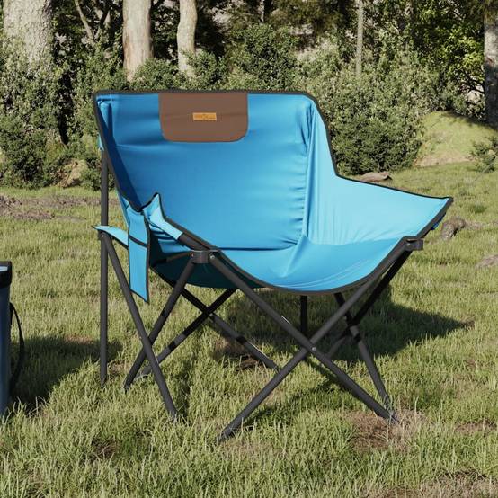 Lot de 2 Chaise de jardin | Chaise de camping avec poche pliable bleu vif - Image 2