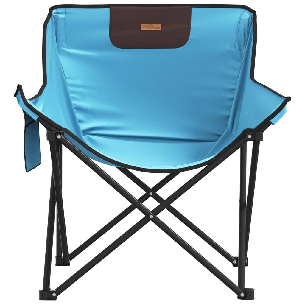 Lot de 2 Chaise de jardin | Chaise de camping avec poche pliable bleu vif - Image 5
