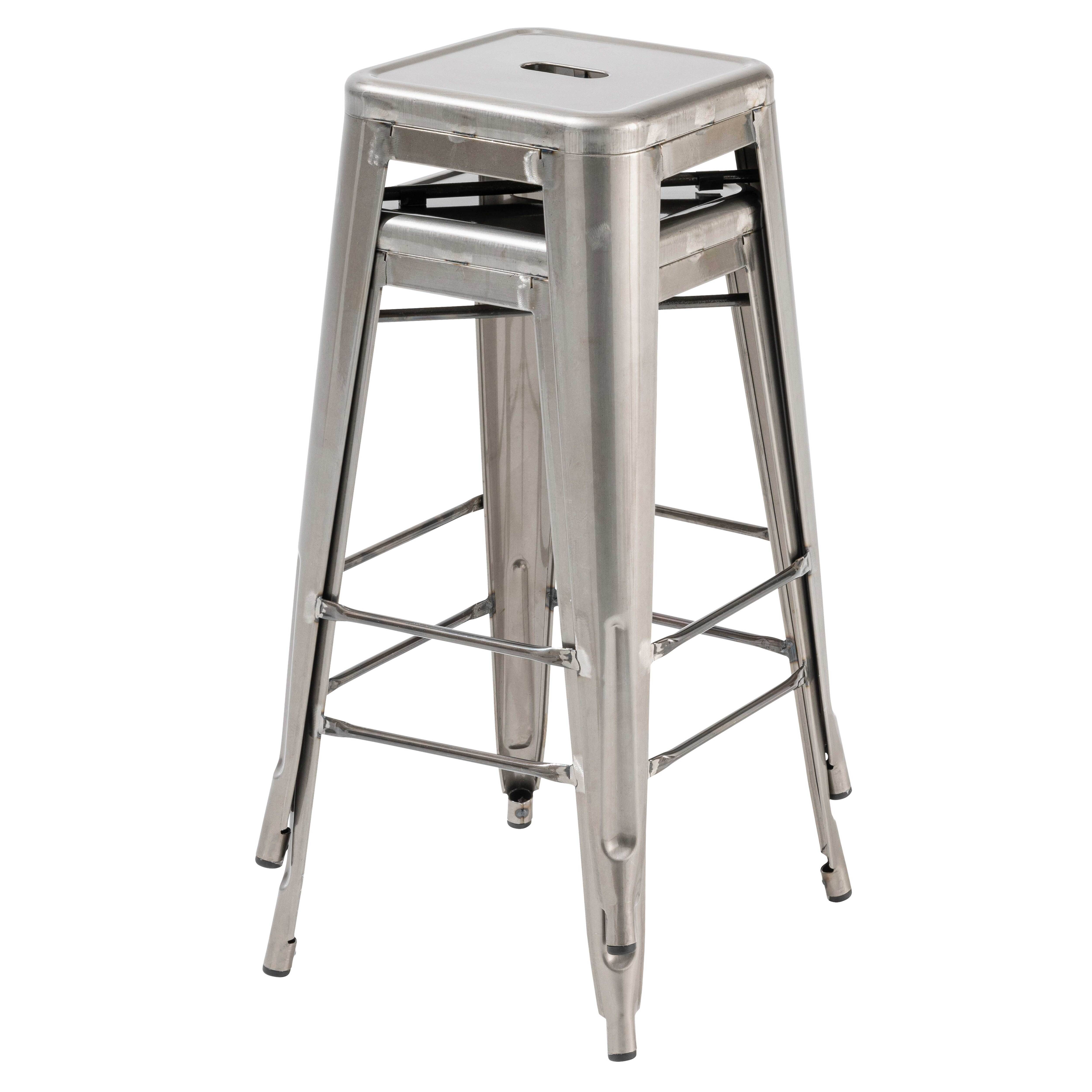 Oviala - Lot de 4 tabourets de bar en acier gris mat Indus - Oviala - Image 5