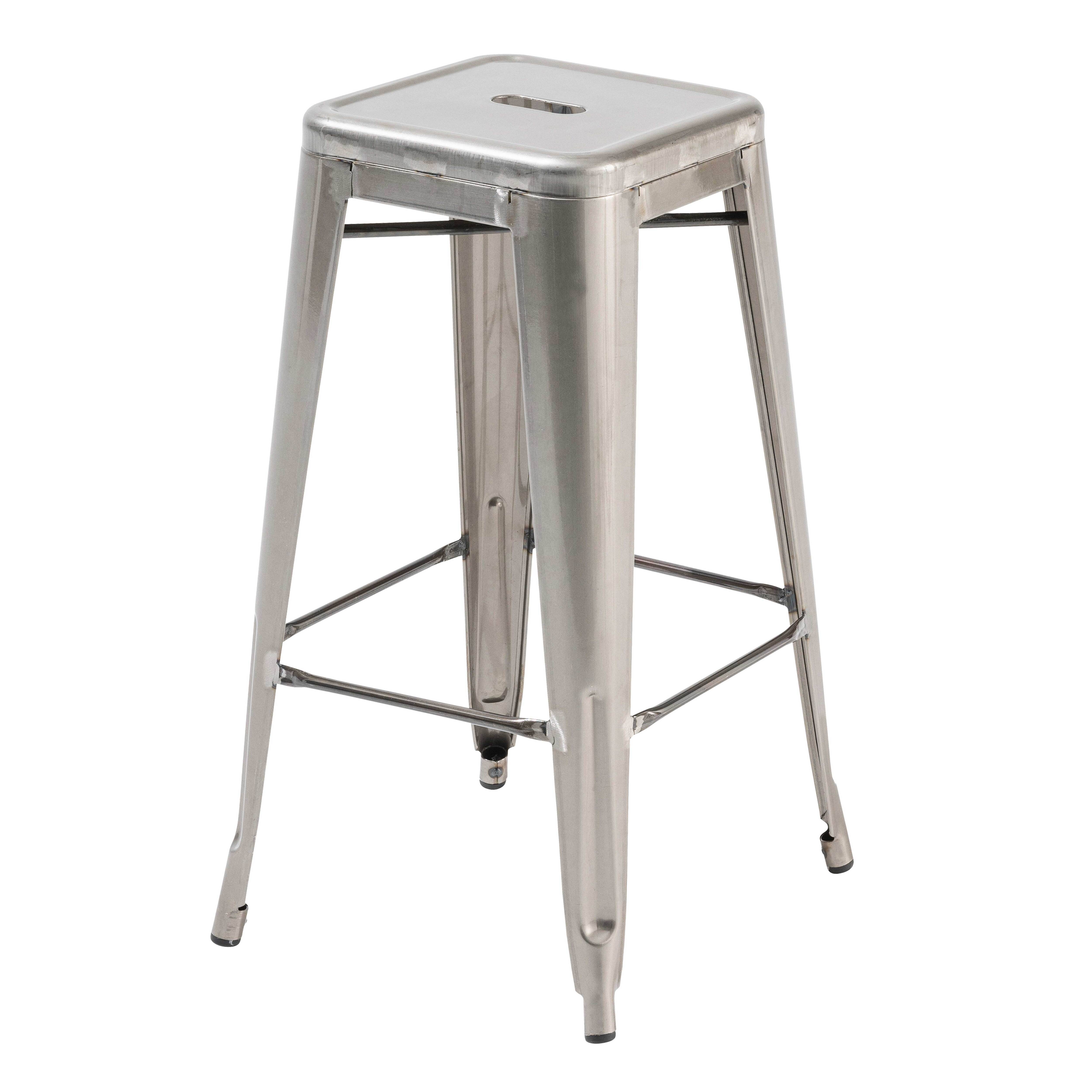 Oviala - Lot de 4 tabourets de bar en acier gris mat Indus - Oviala - Image 4