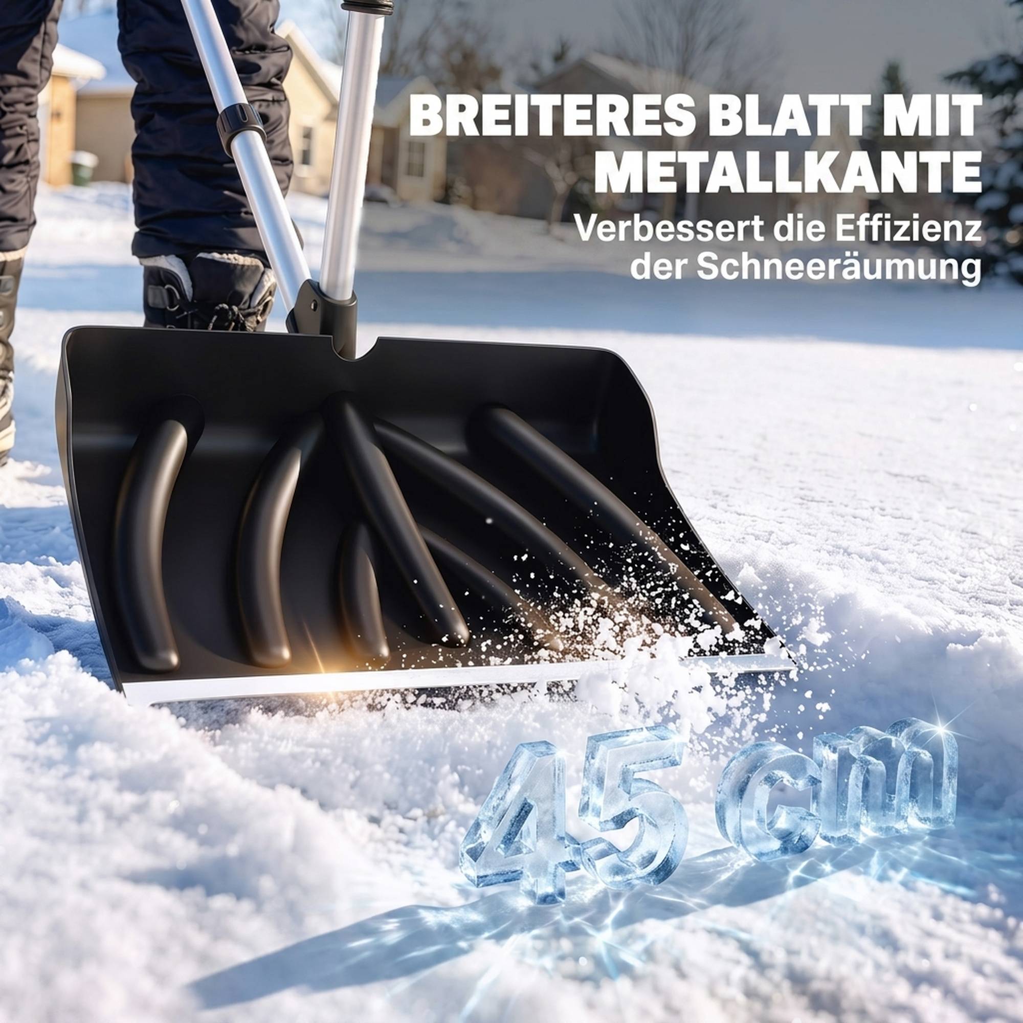 ComfortXL - Pelle à neige aluminium et plastique 45 x 33 cm noire pour allées avec poignée ergonomique et bord métal - Image 6