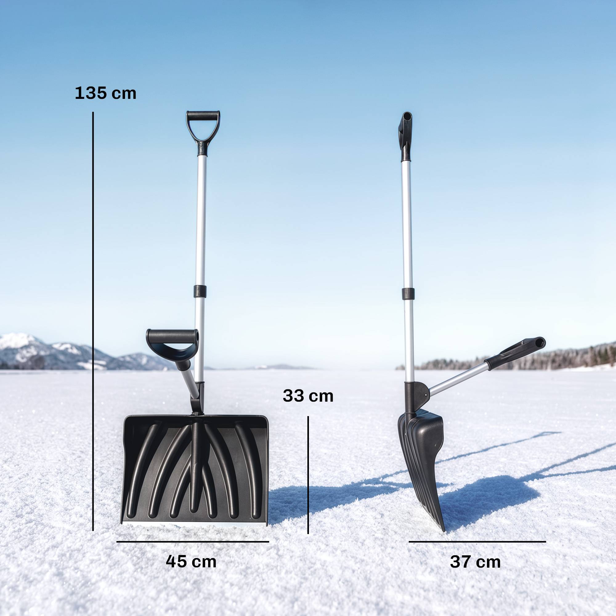 ComfortXL - Pelle à neige aluminium et plastique 45 x 33 cm noire pour allées avec poignée ergonomique et bord métal - Image 3
